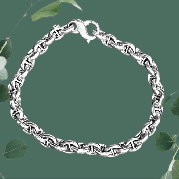 12g-14K SOLID White Gold Rolo Anchor Stud-Link w/🦞Claw Closure🧜🏻‍♀️ - Picture 15 of 15